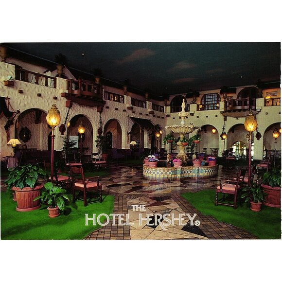 The Hotel Hershey Lobby Postcard 4 Star 4 Diamond Rating Full Resort Amenities - Picture 1 of 2